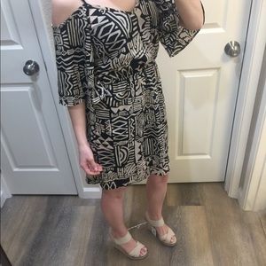 Kaitlyn Black and White Patterned Dress Size S